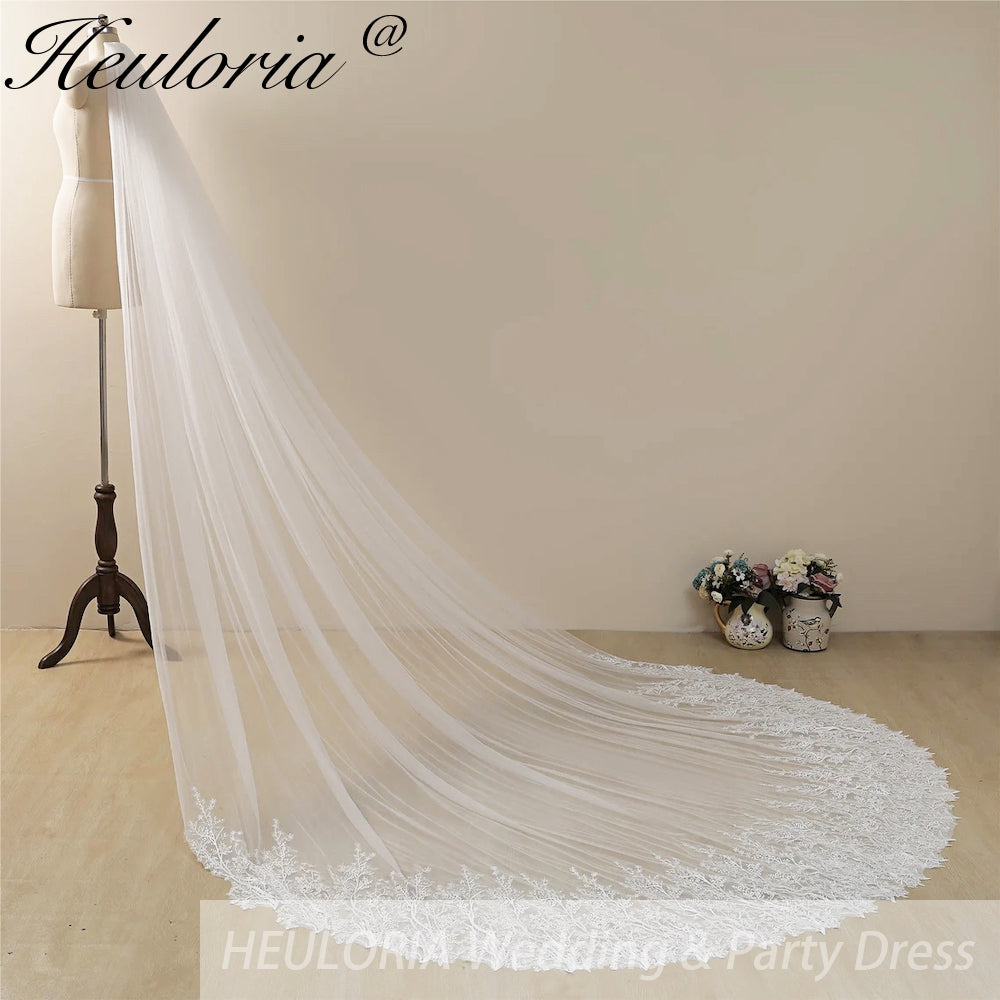 Cathedral Wedding Veil Lace bridal veil with Metal Comb Length 300cm width 300cm for Bride VL-35