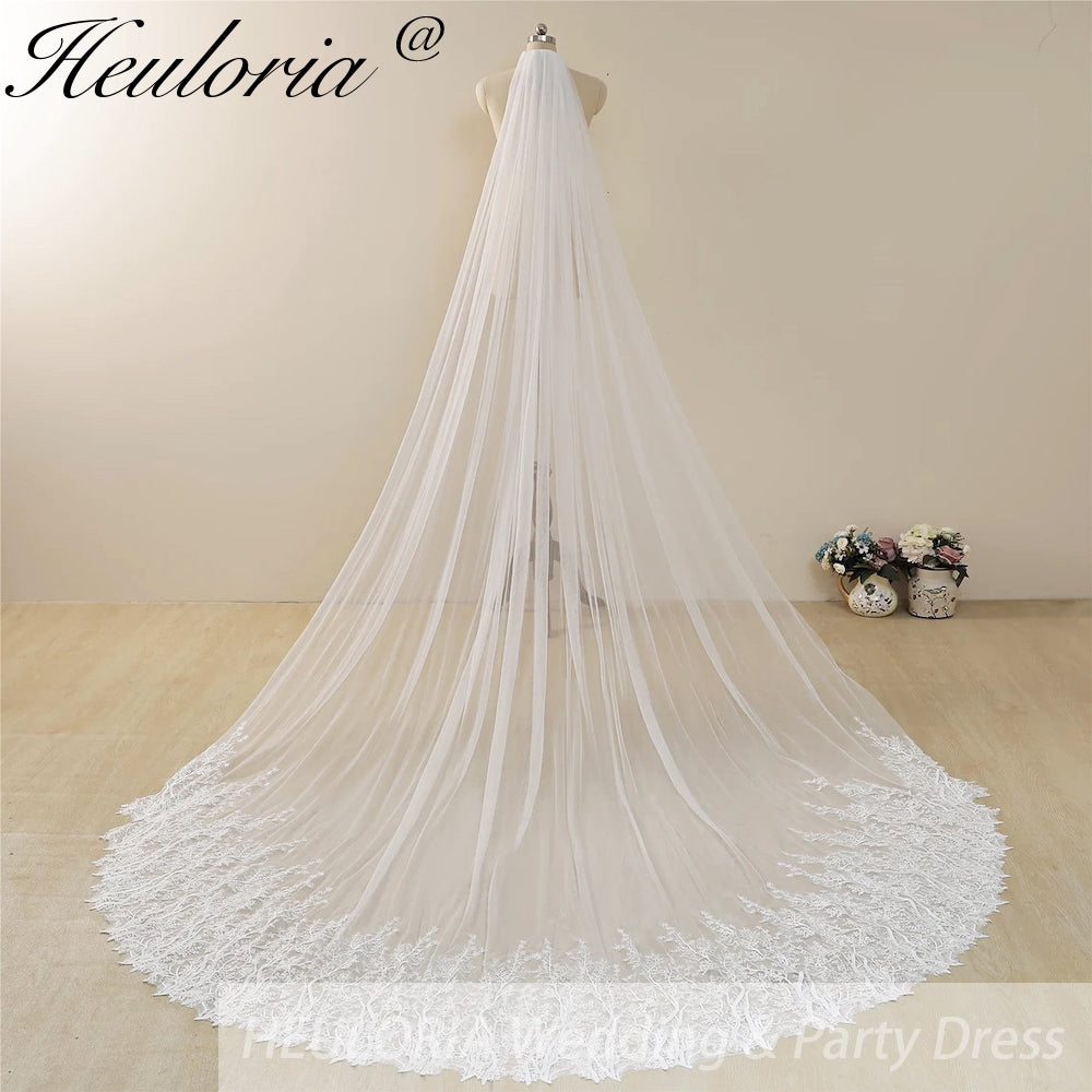 Cathedral Wedding Veil Lace bridal veil with Metal Comb Length 300cm width 300cm for Bride VL-35