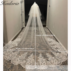Vintage Lace Wedding Veils Floral Cathedral Veil,Floral Lace Cathedral Length Veil,Flowery Chapel Wedding Veil,Lace Chapel Length Veil/  VL-150