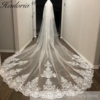 Vintage Lace Wedding Veils Floral Cathedral Veil,Floral Lace Cathedral Length Veil,Flowery Chapel Wedding Veil,Lace Chapel Length Veil/  VL-147