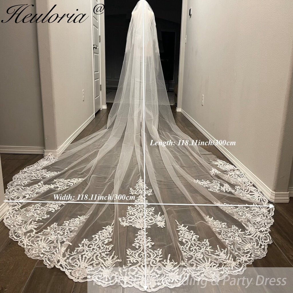 Vintage Lace Wedding Veils Floral Cathedral Veil,Floral Lace Cathedral Length Veil,Flowery Chapel Wedding Veil,Lace Chapel Length Veil/  VL-147