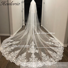 Vintage Lace Wedding Veils Floral Cathedral Veil,Floral Lace Cathedral Length Veil,Flowery Chapel Wedding Veil,Lace Chapel Length Veil/  VL-147