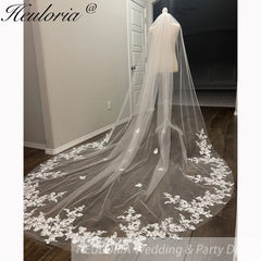 Vintage Lace Wedding Veils Floral Cathedral Veil,Floral Lace Cathedral Length Veil,Flowery Chapel Wedding Veil,Lace Chapel Length Veil/  VL-151