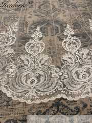 Vintage Lace Wedding Veils Floral Cathedral Veil,Floral Lace Cathedral Length Veil,Flowery Chapel Wedding Veil,Lace Chapel Length Veil/  VL-150