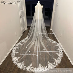 Cathedral Wedding Veil Lace bridal veil with Metal Comb Length 300cm width 300cm for Bride VL-154