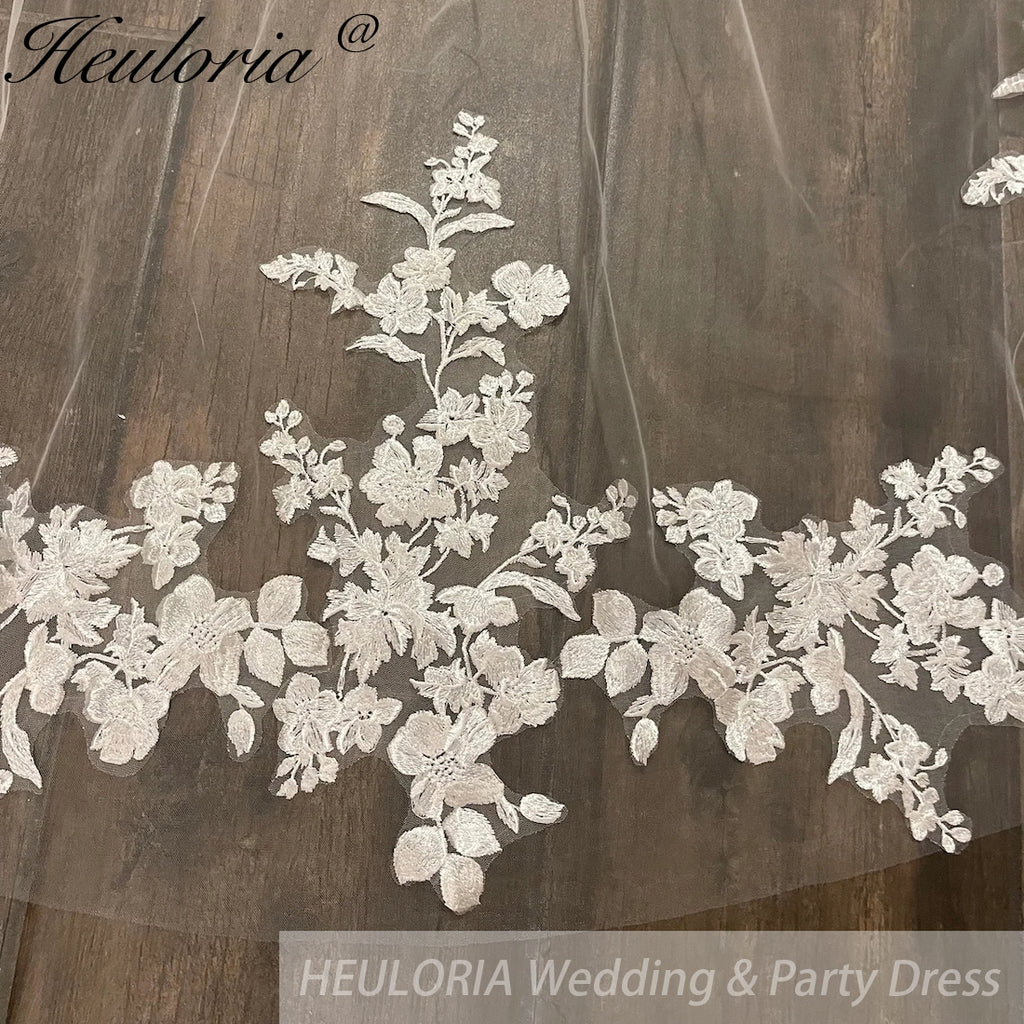 Vintage Lace Wedding Veils Floral Cathedral Veil,Floral Lace Cathedral Length Veil,Flowery Chapel Wedding Veil,Lace Chapel Length Veil/  VL-151