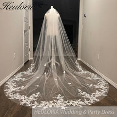 Vintage Lace Wedding Veils Floral Cathedral Veil,Floral Lace Cathedral Length Veil,Flowery Chapel Wedding Veil,Lace Chapel Length Veil/  VL-151