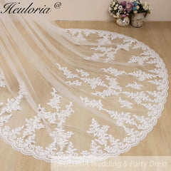 Vintage Lace Wedding Veils Floral Cathedral Veil,Floral Lace Cathedral Length Veil,Flowery Chapel Wedding Veil,Lace Chapel Length Veil  VL-127