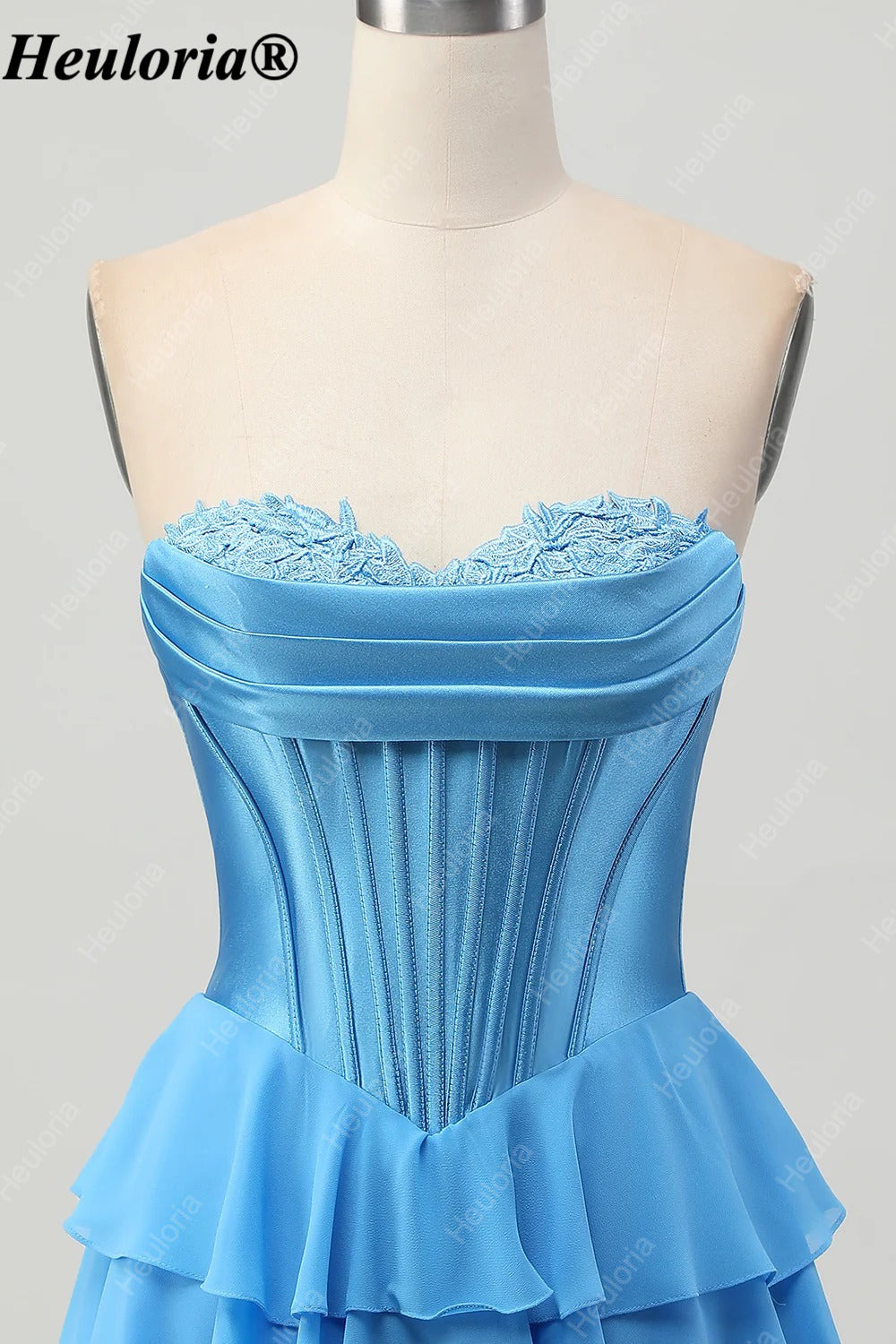 HEULORIA Strapless Corset Tiered Ruffle Short Homecoming Dress ED-314