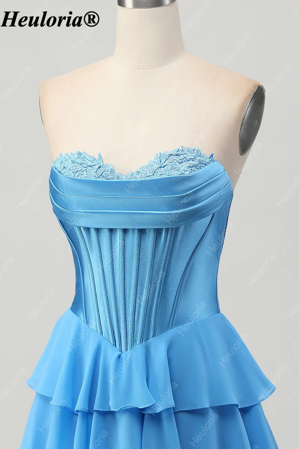 HEULORIA Strapless Corset Tiered Ruffle Short Homecoming Dress ED-314