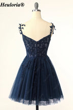 HEULORIA Sweetheart Lace Appliqué A-Line Tulle Short Party Dress ED-278