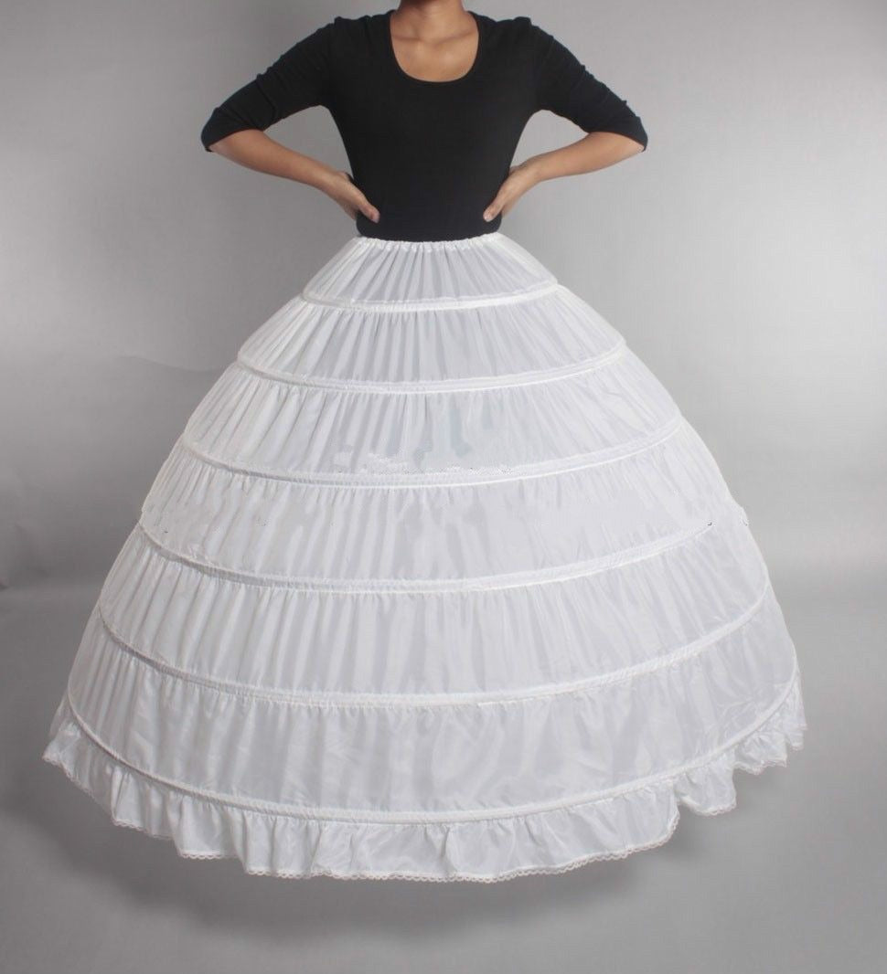 6 Hoop Crinoline Petticoats Floor Length Underskirt for Ball Gown style dress for bride