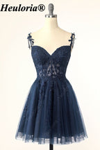 HEULORIA Sweetheart Lace Appliqué A-Line Tulle Short Party Dress ED-278