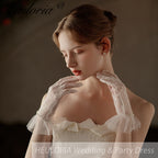 Fingertips Classic Length Tulle Bridal Gloves with pearls GL-12