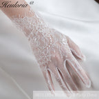 Fingertips Classic Length Tulle Bridal Gloves With Lace GL-06