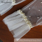 Fingertips Classic Length Tulle Bridal Gloves with pearls GL-02