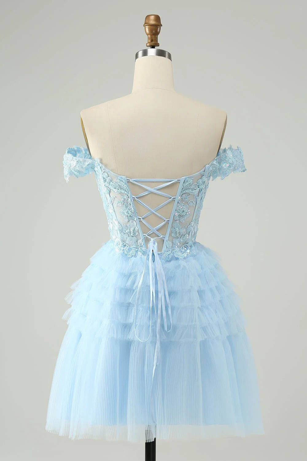 HEULORIA Blush A Line Off The Shoulder Corset Short Tulle Homecoming Dress ED-326
