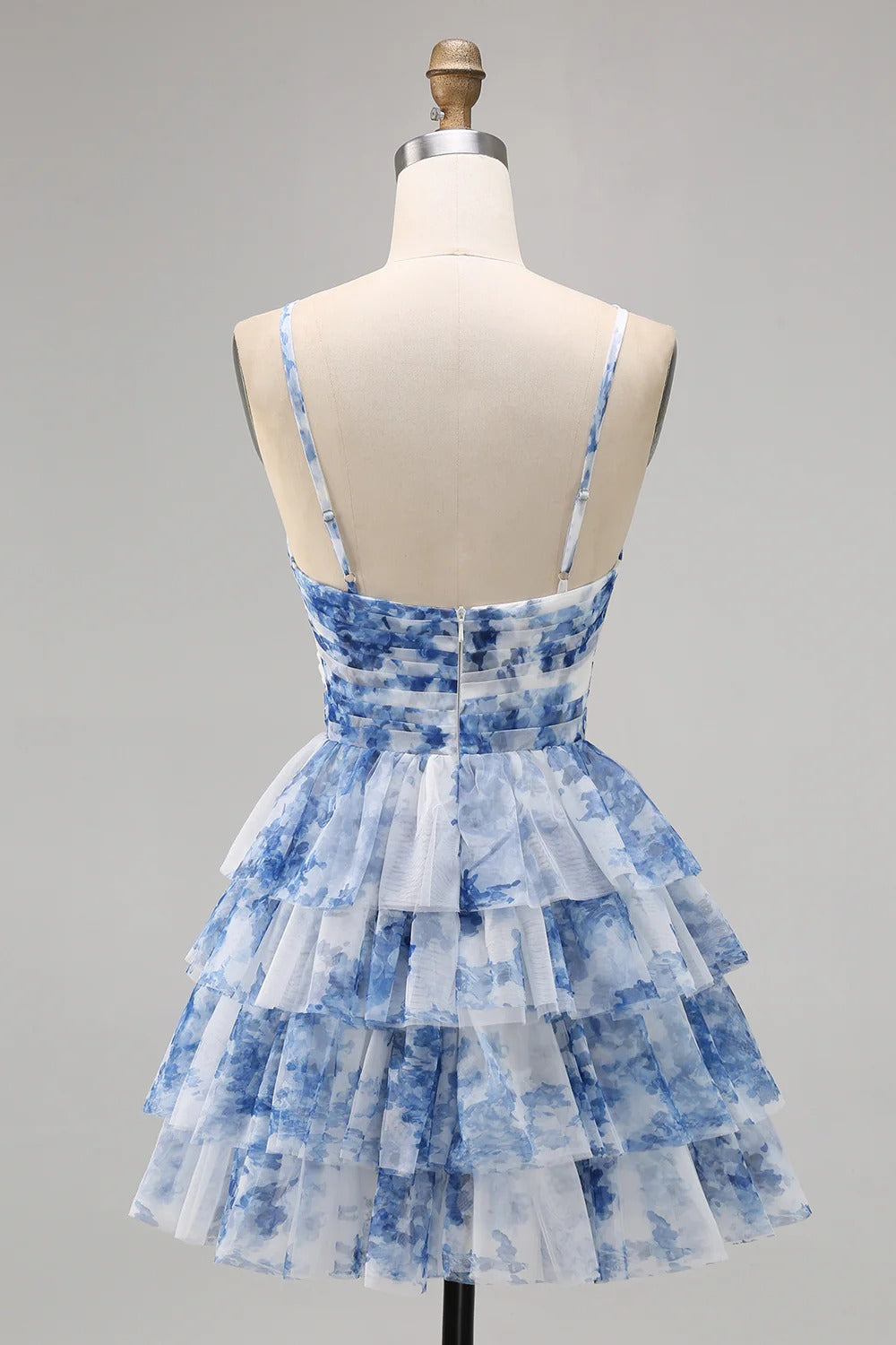 HEULORIA 3D Floral Accent Tiered Tulle Mini Dress - Sweetheart Halter Cutout Cocktail Dress ED-313