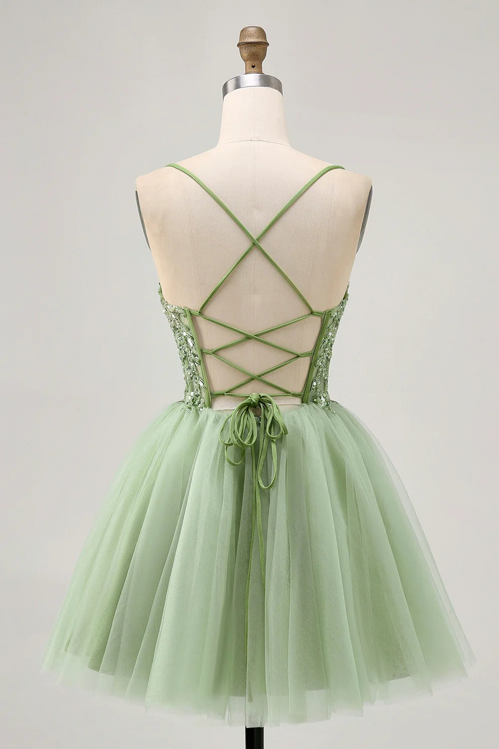 Short Sage Green Homecoming Dress | Sparkly Tulle Cocktail Gown heuloria Short Sage Green Homecoming Dress | Sparkly Tulle Cocktail Gown heuloria