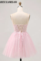 HEULORIA Luxury Pink Handcrafted Lace Floral Girl's Pageant Dress - Floor Length Ball Gown for Weddings & Performance V-Neck ED-331