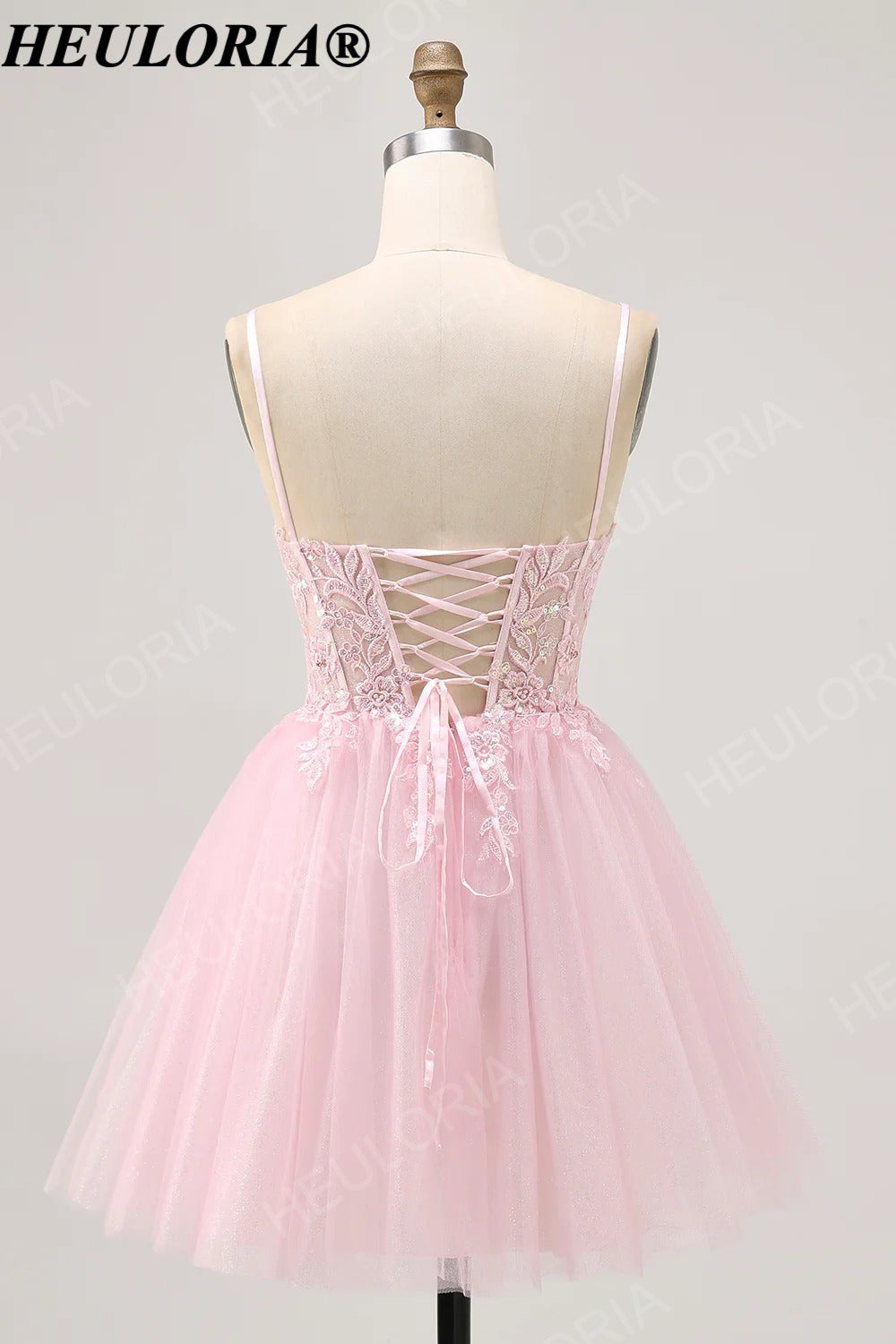 HEULORIA Luxury Pink Handcrafted Lace Floral Girl's Pageant Dress - Floor Length Ball Gown for Weddings & Performance V-Neck ED-331