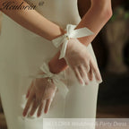 Fingertips Classic Length Tulle Bridal Gloves With satin bow GL-10