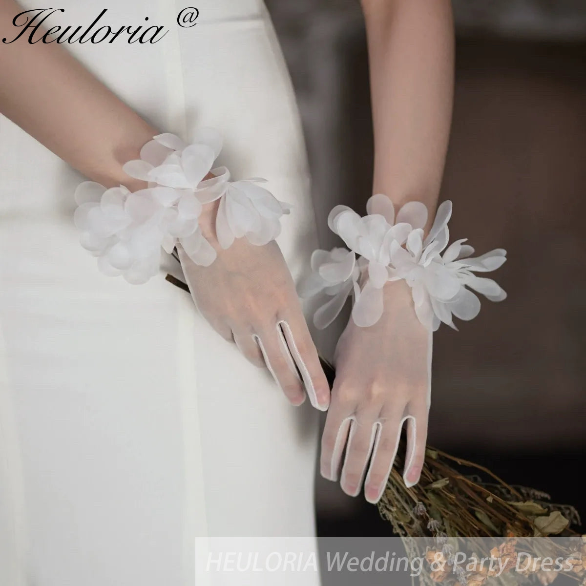 Fingertips Classic Length Tulle Bridal Gloves GL-01 Imagen secundaria del producto
