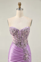 HEULORIA Sage Green Sequin Lace Corset Homecoming Dress - Ruched Satin Spaghetti Strap Mini Gown ED-304