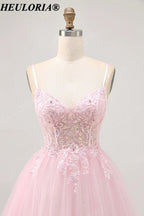 HEULORIA Luxury Pink Handcrafted Lace Floral Girl's Pageant Dress - Floor Length Ball Gown for Weddings & Performance V-Neck ED-331