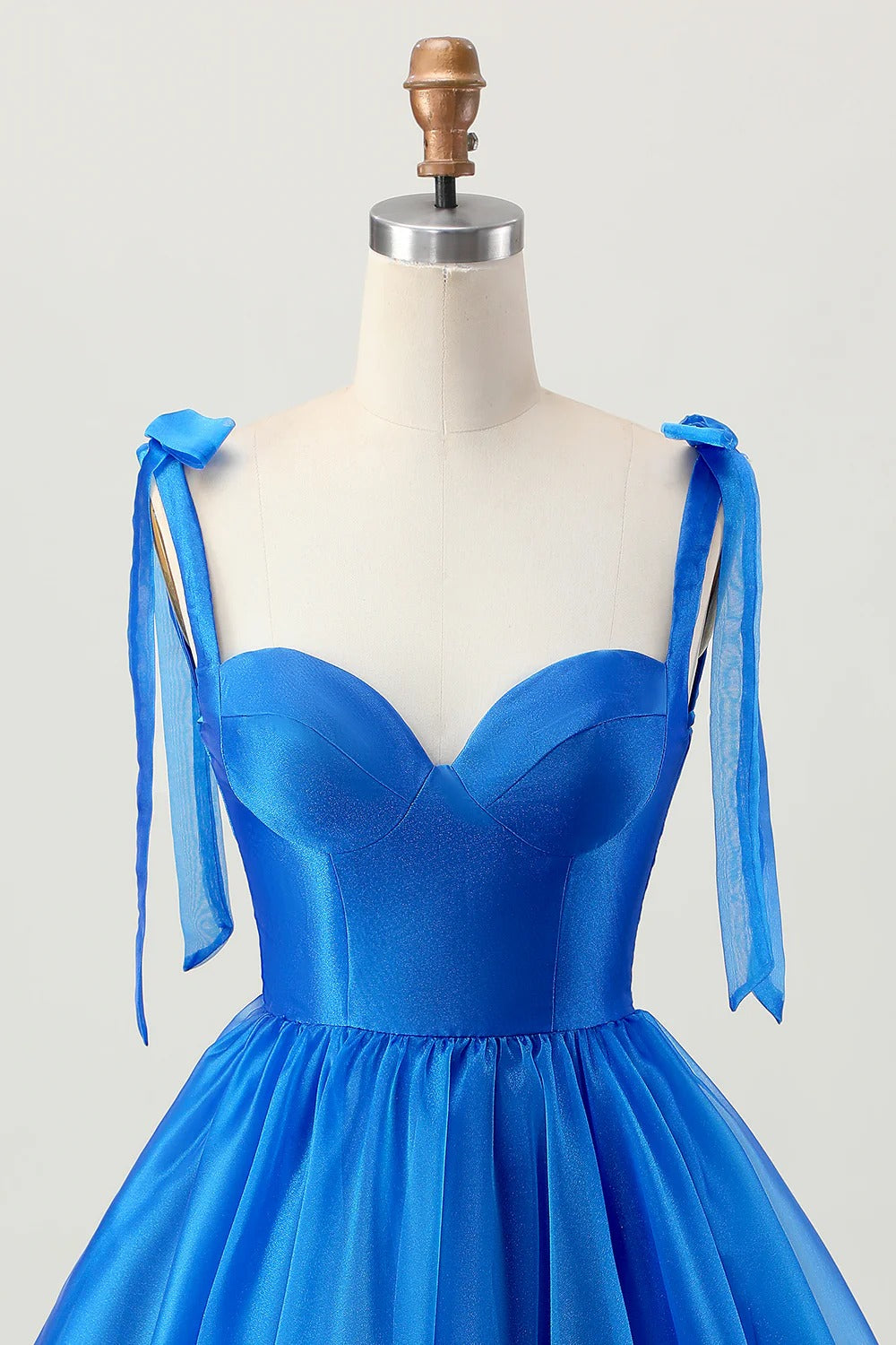 HEULORIA Royal Blue Sweetheart Tie-Strap Short Homecoming Dress - Ruffled Corset Back Cocktail Gown ED-295