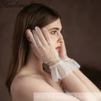 Fingertips Classic Length Tulle Bridal Gloves with pearls GL-02