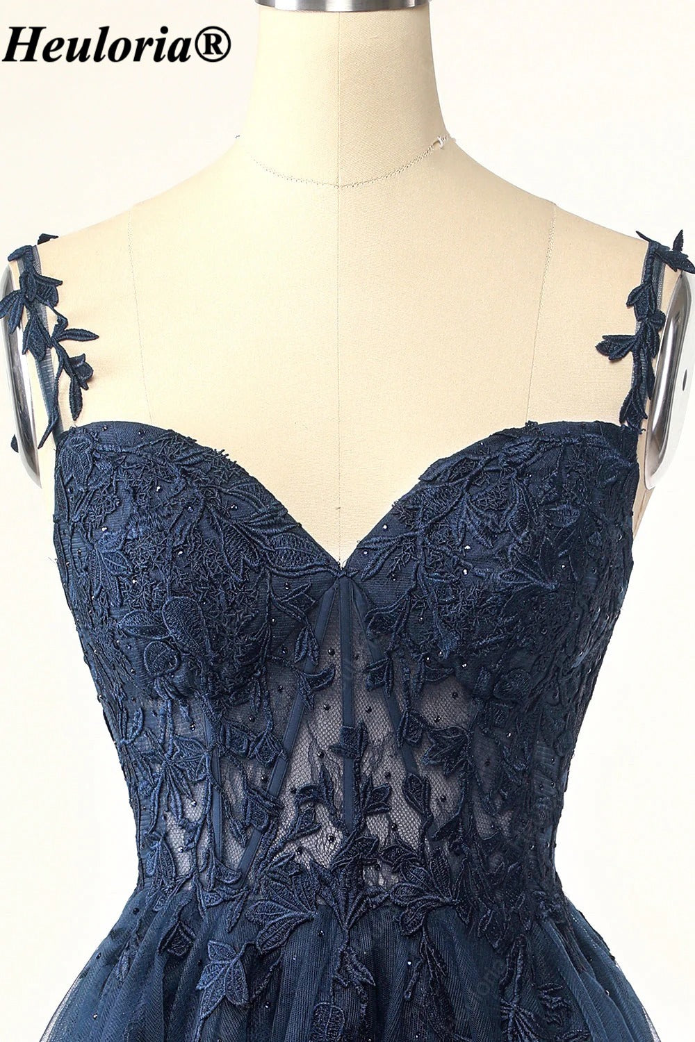 HEULORIA Sweetheart Lace Appliqué A-Line Tulle Short Party Dress ED-278