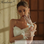 Fingertips Classic Length Tulle Bridal Gloves With satin bow GL-10
