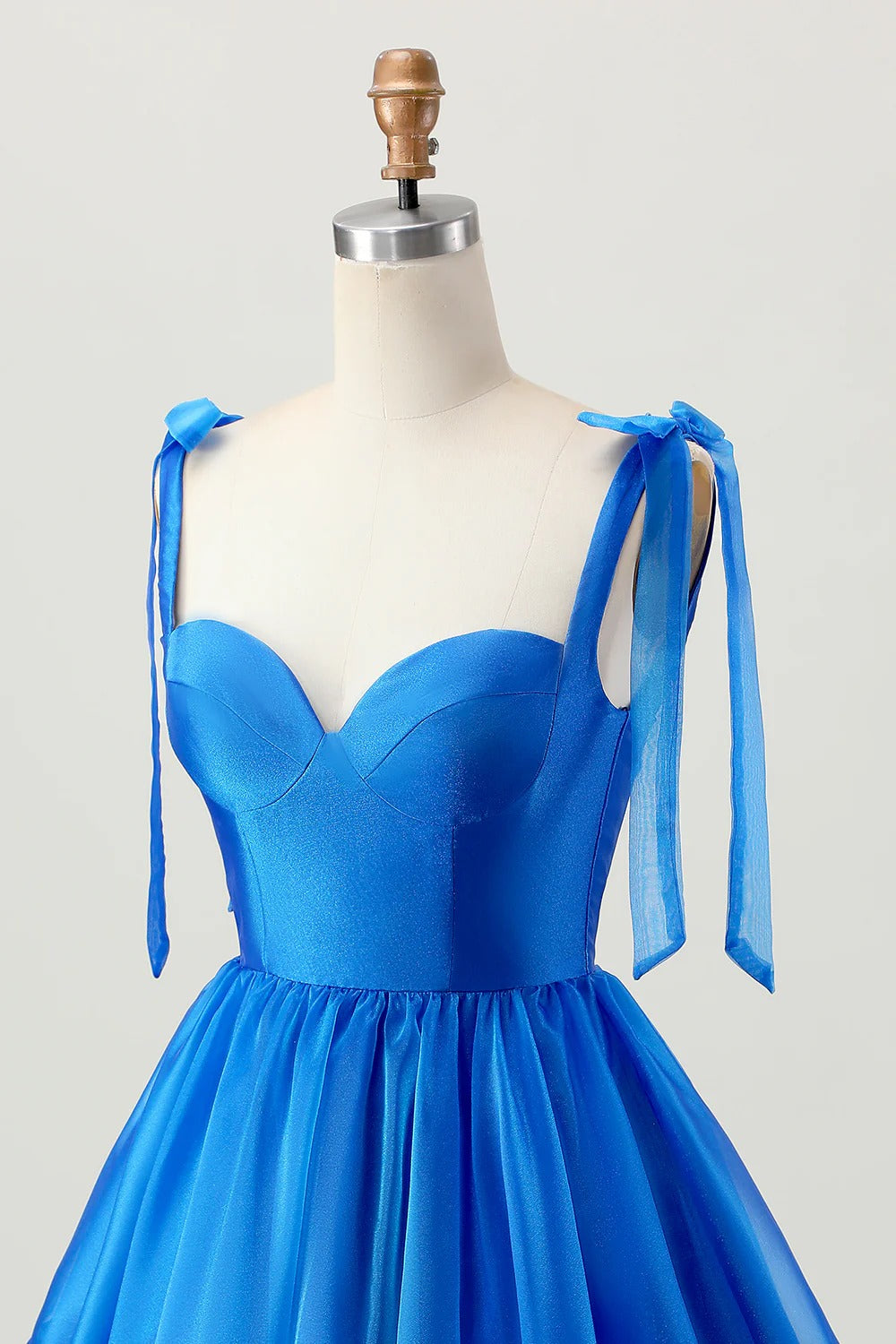 HEULORIA Royal Blue Sweetheart Tie-Strap Short Homecoming Dress - Ruffled Corset Back Cocktail Gown ED-295