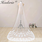 Lace Edge one Tier Bridal Cathedral Length 118" Wedding Veils With Blusher VL-38