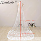 Lace Edge one Tier Bridal Cathedral Length 118" Wedding Veils With Blusher VL-38
