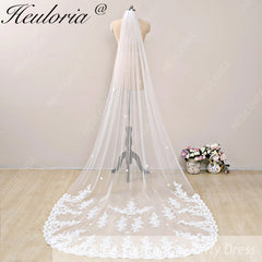 Lace Edge one Tier Bridal Cathedral Length 118" Wedding Veils With Blusher VL-38