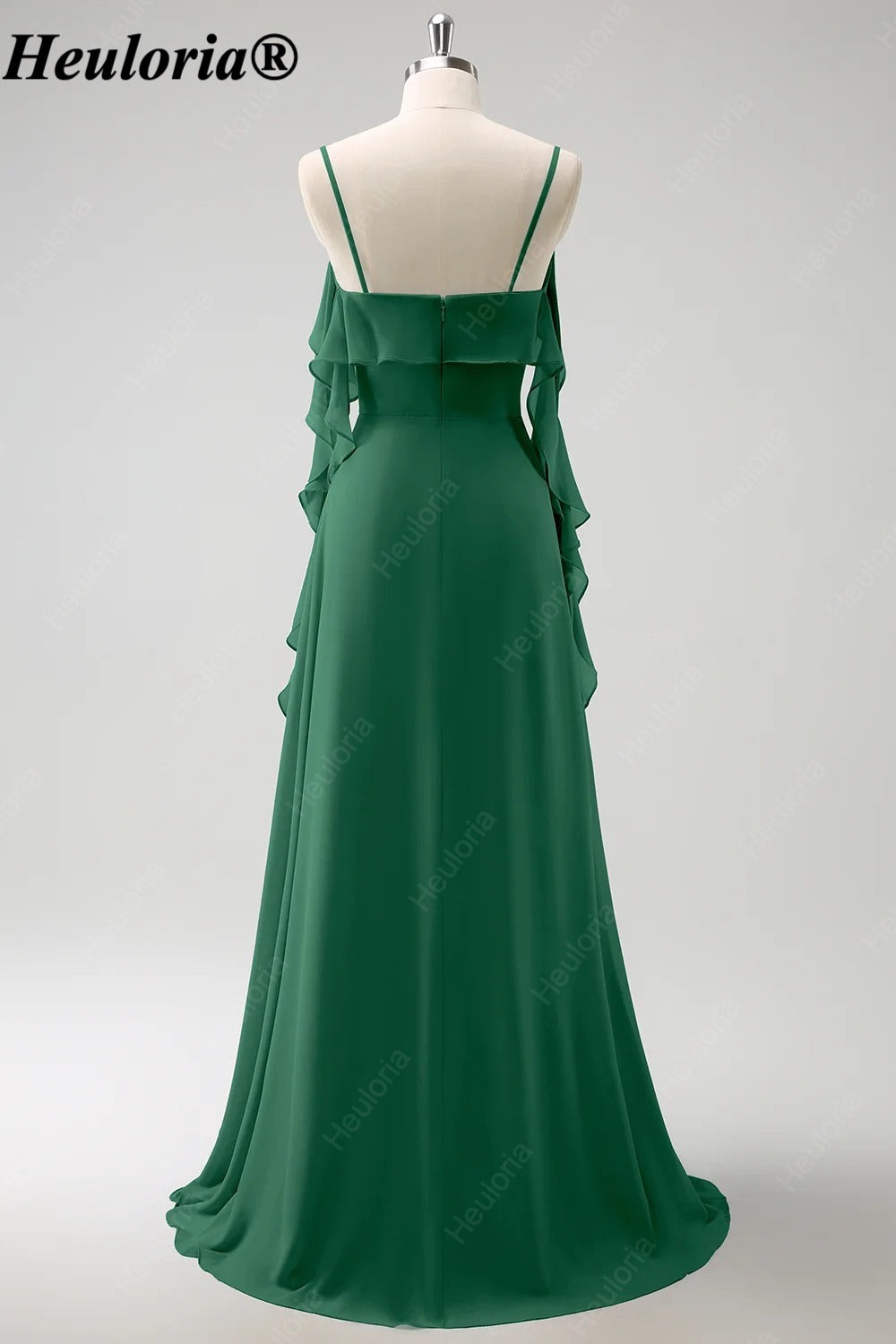HEULORIA Ruffled Chiffon Bridesmaid Dress with Cascading Drapes | ED-1021