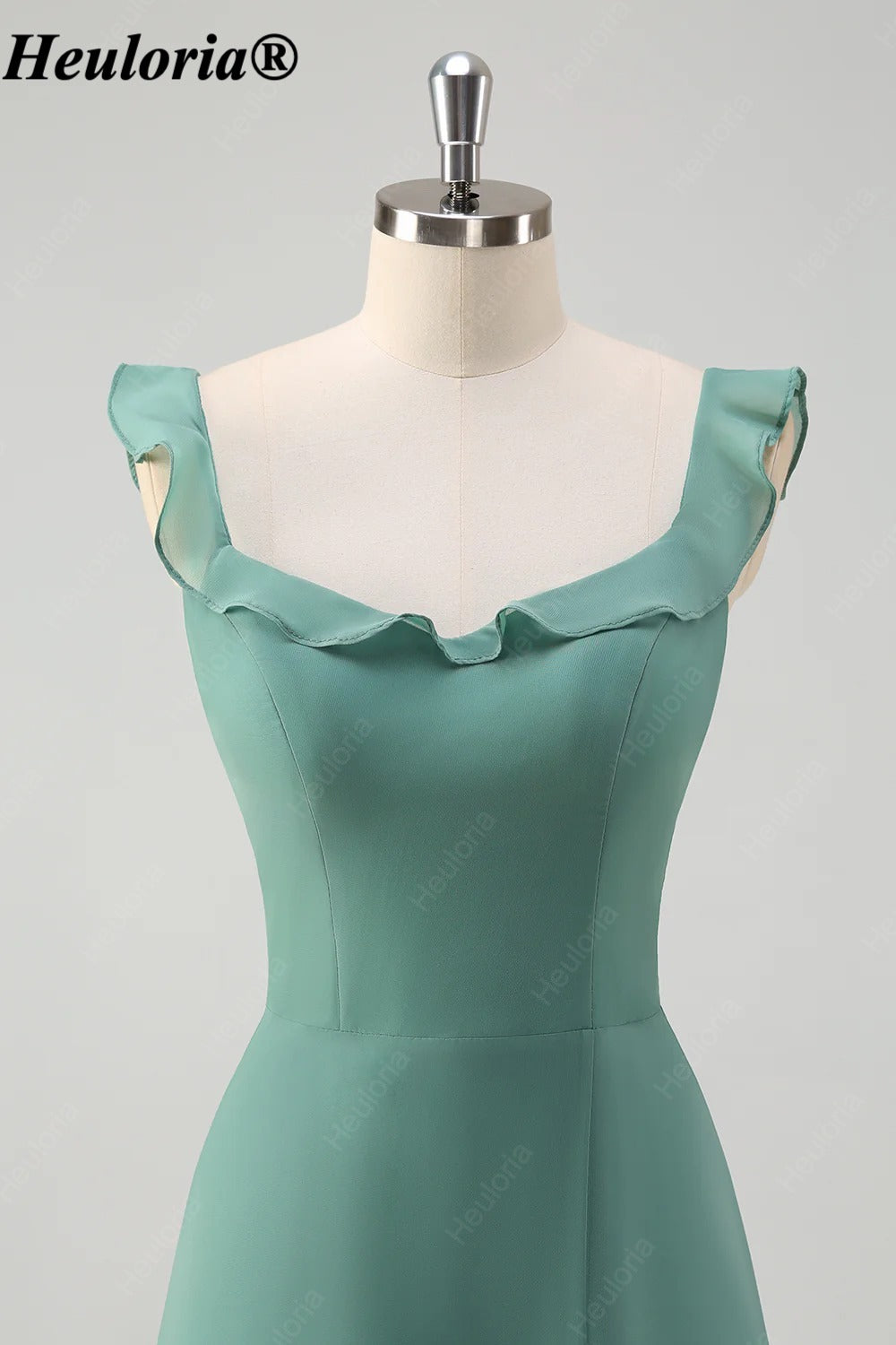 heuloria-Eucalyptus Ruffle Neck Bridesmaid Dress with Open Back and Slit-ed-540
