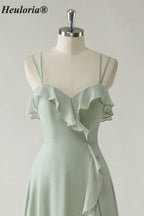 HEULORIA Elegant Ruffled Sweetheart A-Line Bridesmaid Dress with Side Slit and Lace-Up Back ED-560