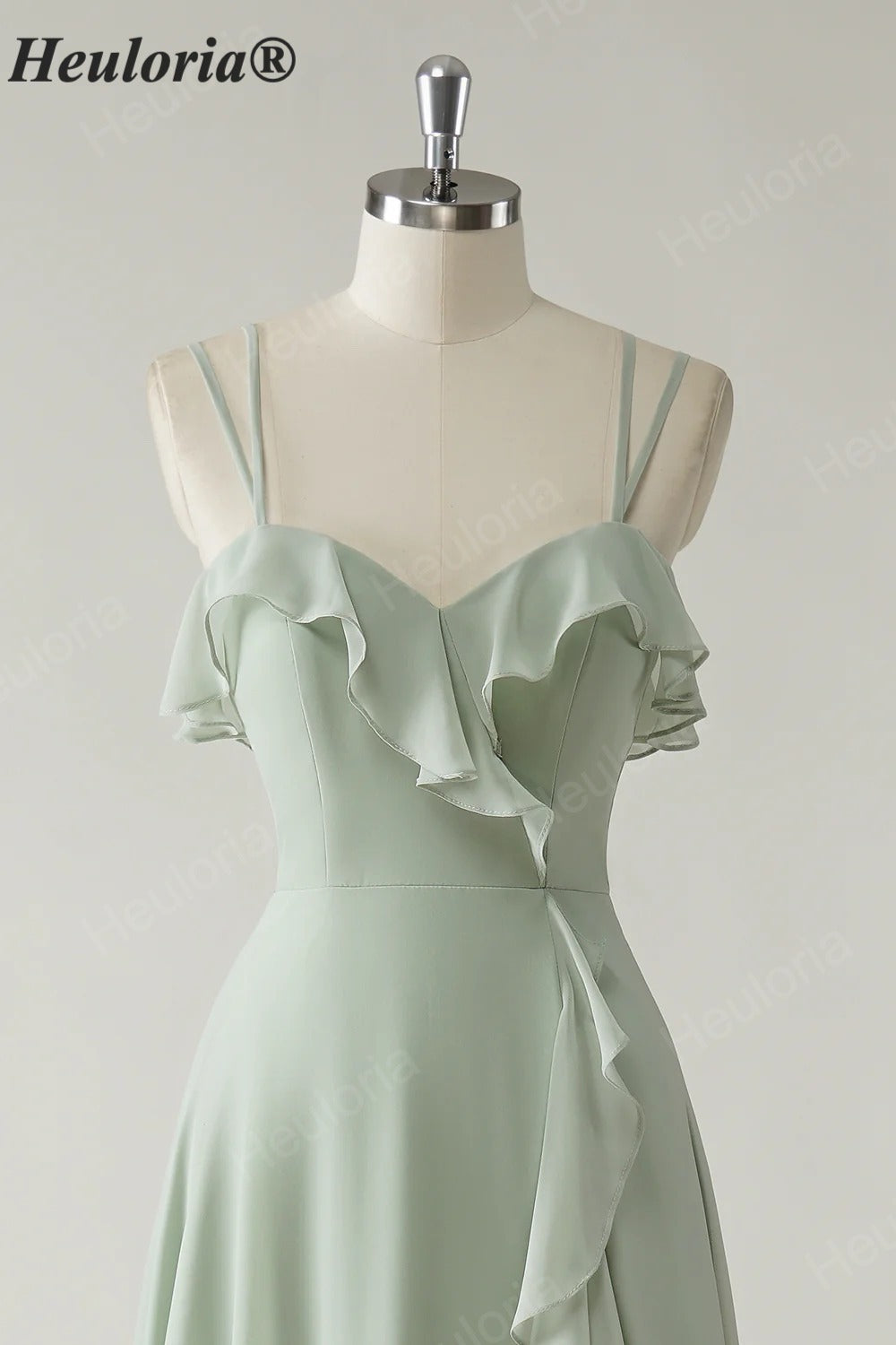 HEULORIA Elegant Ruffled Sweetheart A-Line Bridesmaid Dress with Side Slit and Lace-Up Back ED-560