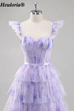 heuloria-Lavender Floral Tulle Corset Prom Dress with Tiered Ruffles-ed-582