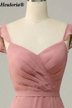 heuloria-Dusty Rose Flutter Sleeve Bridesmaid Dress with Slit-ed-544