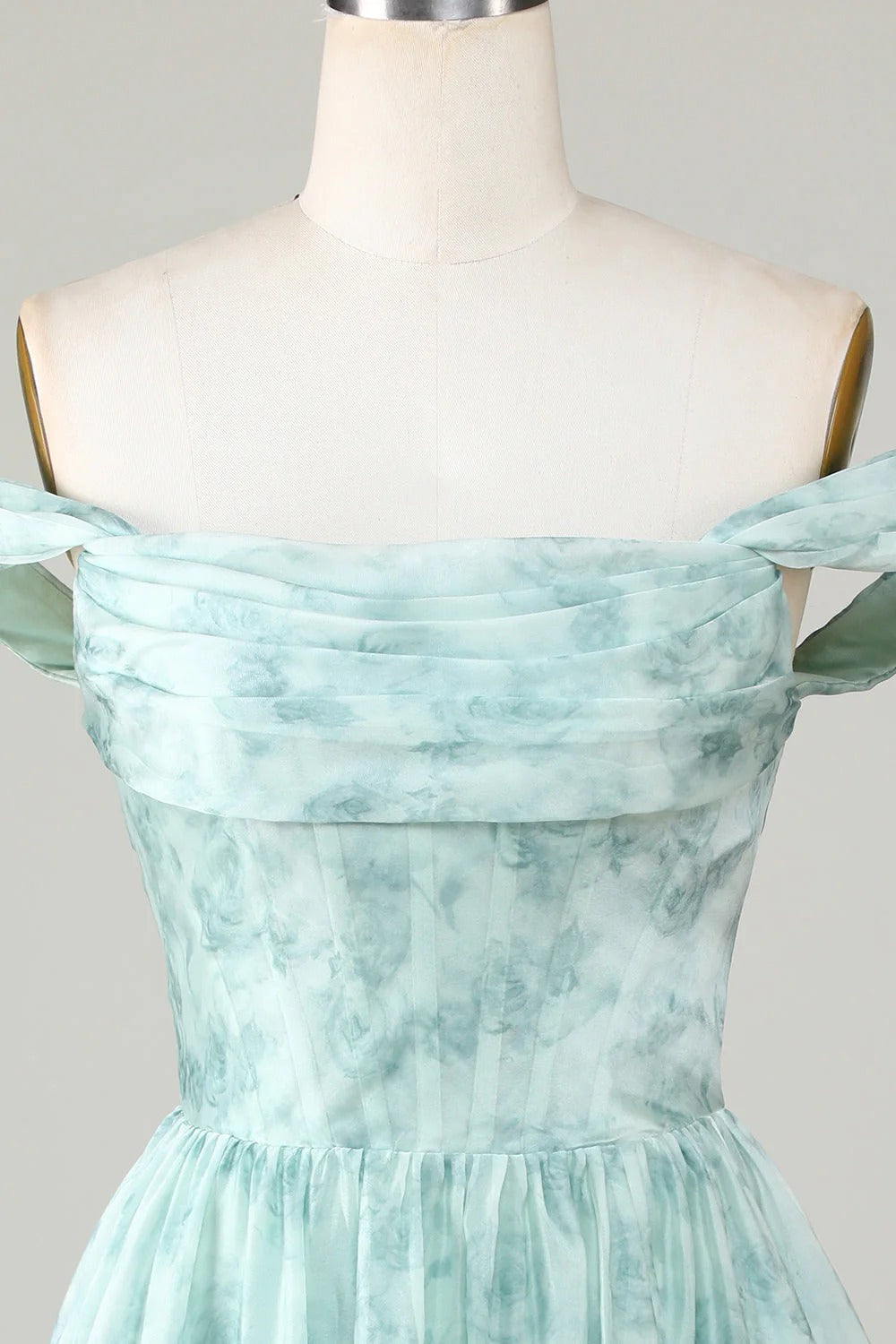 HEULORIA Ethereal Watercolor Floral Off-the-Shoulder Tiered Mini Dress ED-600