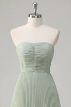HEULORIA Strapless Tiered Pleated Chiffon Maxi Dress - Elegant Sleeveless Evening Gown ED-241