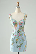 HEULORIA Enchanting Multi-Color Floral Embroidery Mermaid Prom Dress with Side Slit and Detachable Straps ED-602