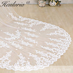 Lace Edge one Tier Bridal Cathedral Length 118" Wedding Veils With Blusher VL-38