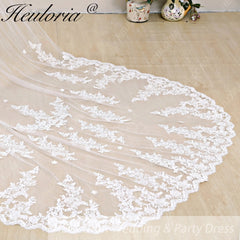 Lace Edge one Tier Bridal Cathedral Length 118" Wedding Veils With Blusher VL-38