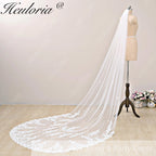 Lace Edge one Tier Bridal Cathedral Length 118" Wedding Veils With Blusher VL-38
