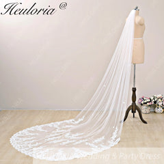 Lace Edge one Tier Bridal Cathedral Length 118" Wedding Veils With Blusher VL-38